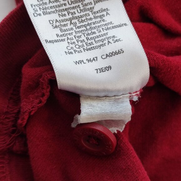 Eddie Bauer Legend Wash T-shirt men's size L burgundy long sleeve button up neck - Picture 7 of 11